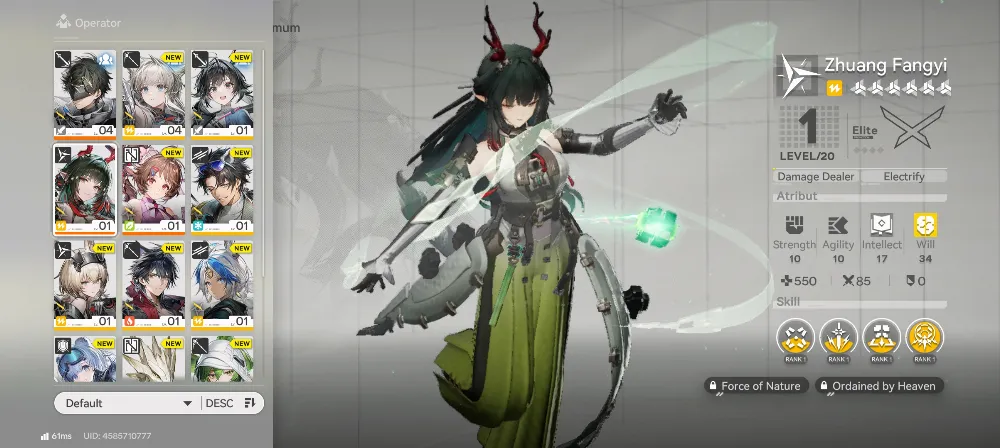 2 Starter acc Lv2  ( Zhuang ~ fangyi ) Select on