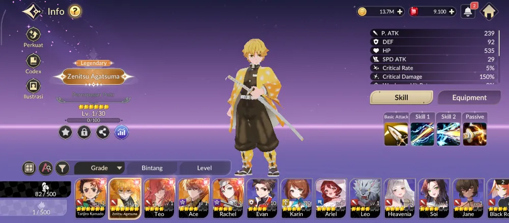 Sea | Starter Zenitsu+Tanjiro+Teo+9000+ ruby, hero tiket 40