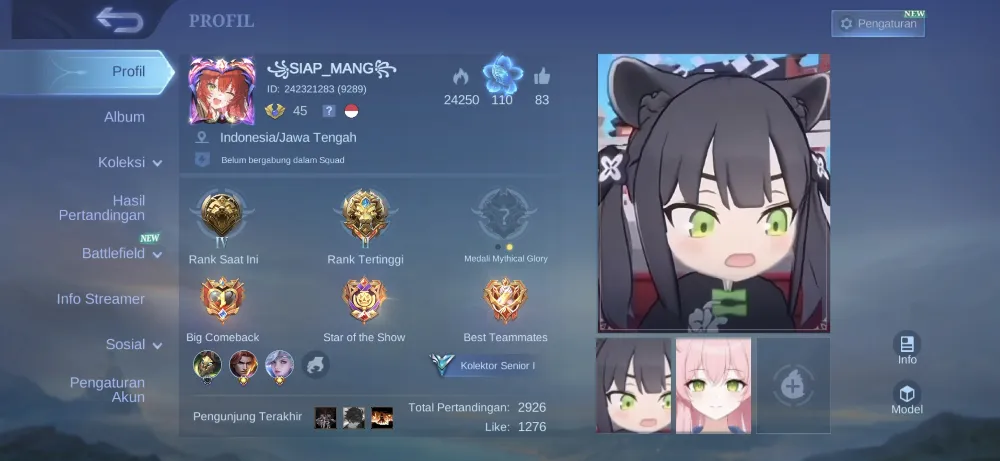 Jual akun ml jarang dipake