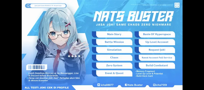 50 Days Rawat Akun Full service, Chaos Zero Nighmare