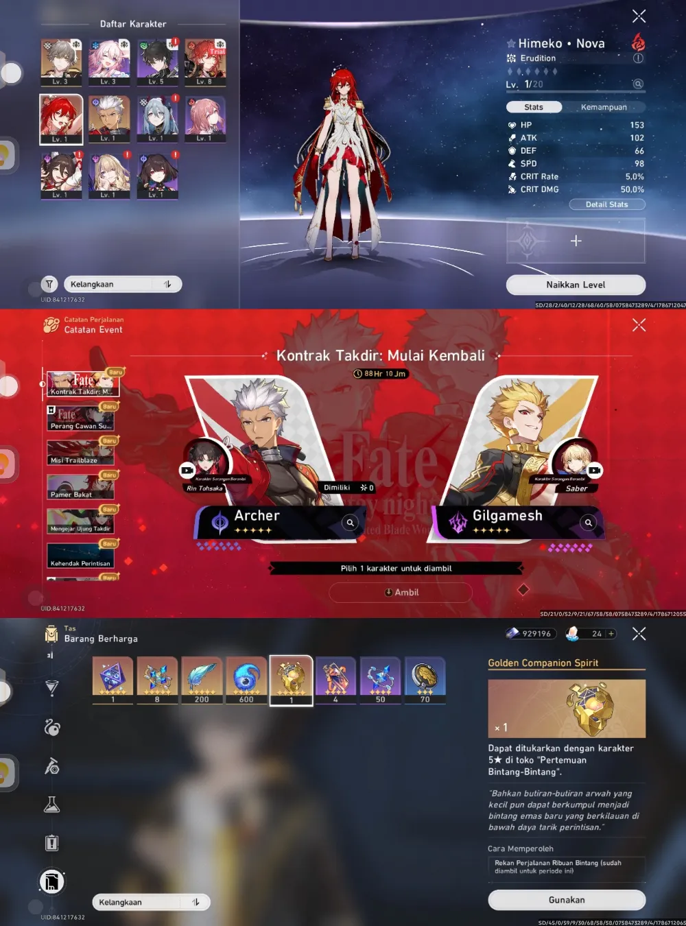 Himeko Nova, Arcer, Selector collab, Golden Companion x1