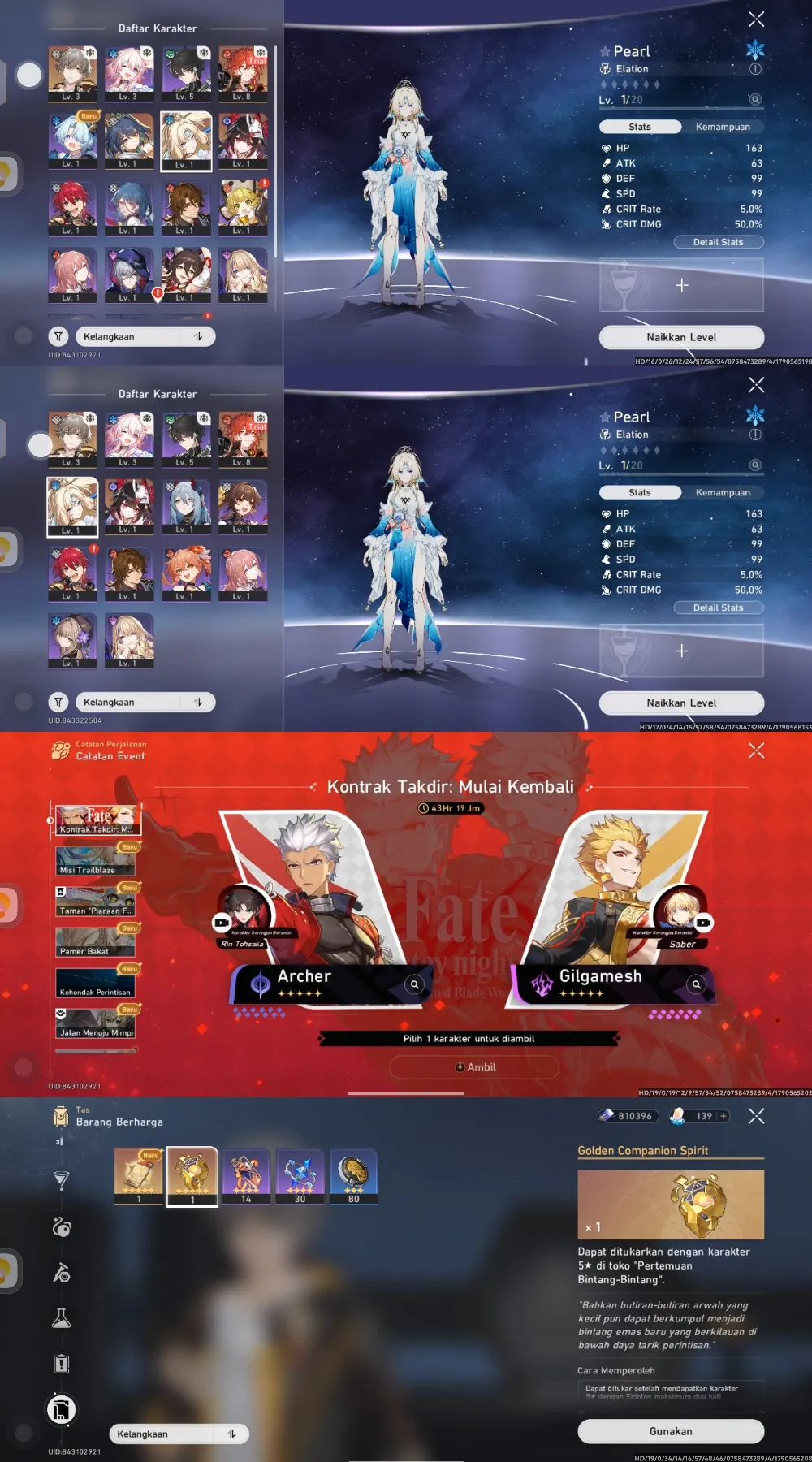 Pearl, Sparkle, Selector collab, golden comapnion x1