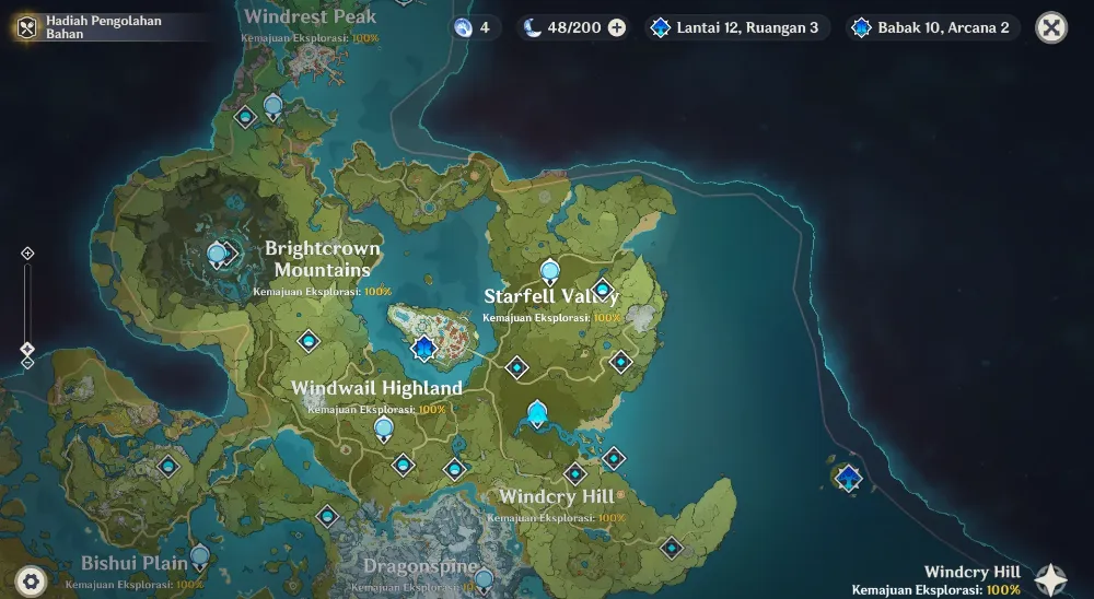 Eksplorasi 100% Map Mondstadt