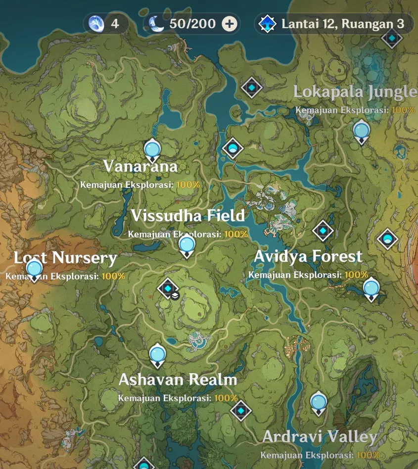Eksplorasi 100% Map Sumeru