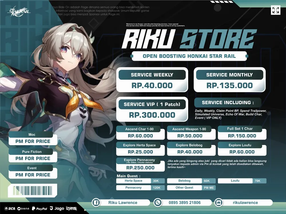 Jasa joki rawat akun ( 1 bulan )
