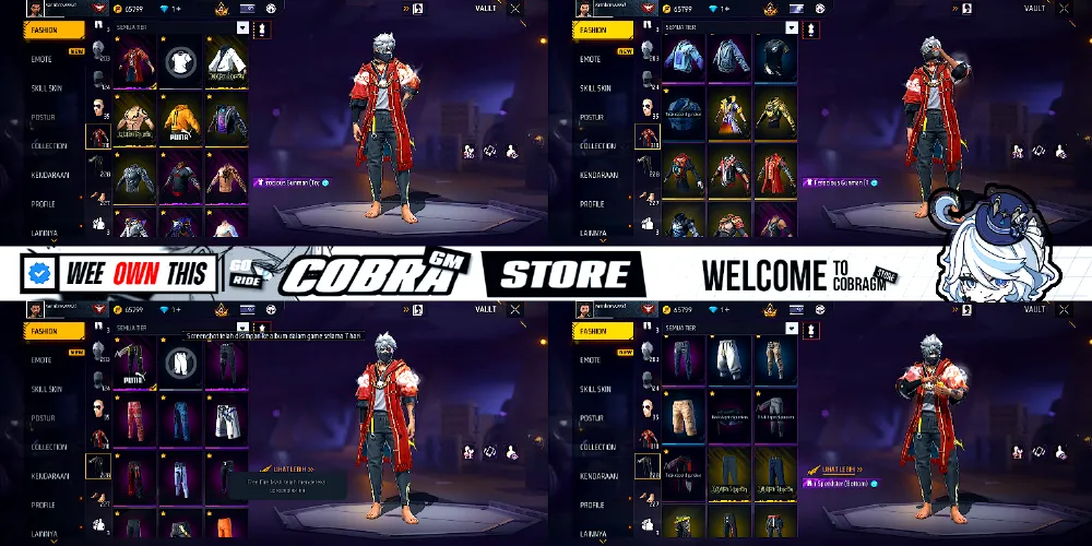 Akun Free Fire Vault 310 | Evo 1 | Kakashi | Angel | Bunny | Sukuna | Yinyang | Sg Lumut