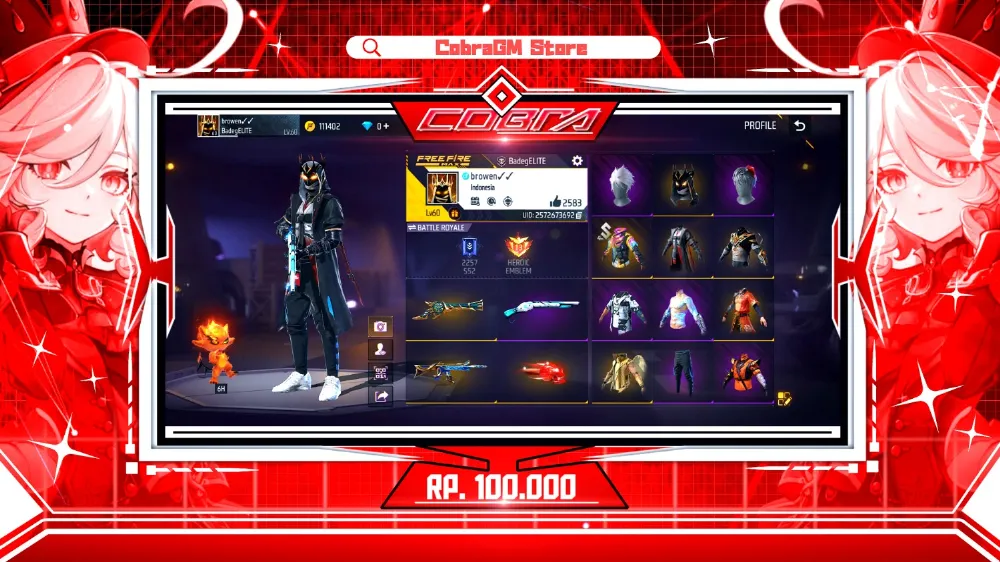 Akun Free Fire Vault 265 | Yingyang | Digital Dasher | Bunny | Kakashi | Arctic Blue | Sg Winter