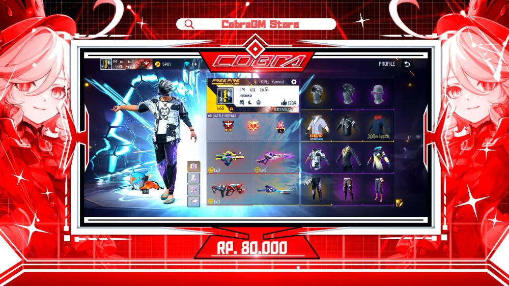 Akun Free Fire Vault 126 | Evo 3 | Naruto | Yuji | Dark Matter | Angel | Kakashi | Sg Evo