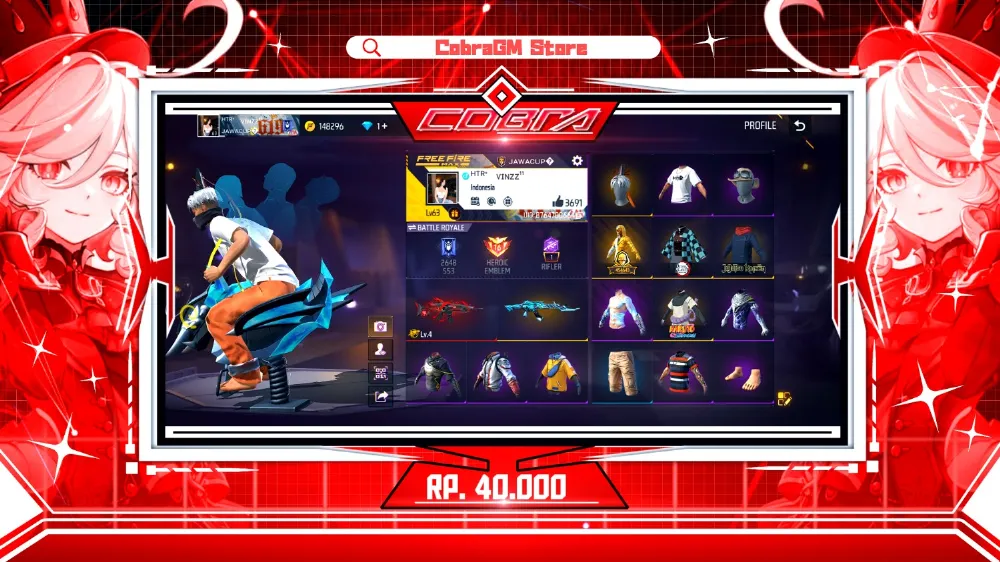 Akun Free Fire Vault 164 - Evo 1 - Tanjiro - Tenxi - Yingyang - Yuji - Sg Bunny