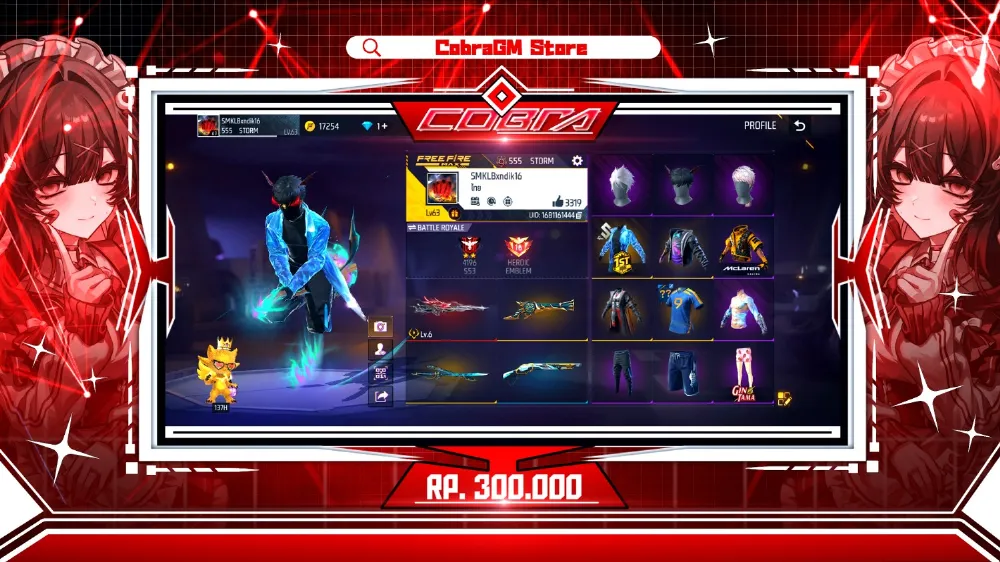 Akun Free Fire Vault 401 - Evo 1 - Bunny - Angel - Undersea - Football Star - SG Parrot