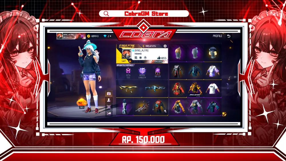 Akun Free Fire Vault 413 - YinYang - Tenxi - Saitama - Hip Kid - Vigilante - Sg Mamba