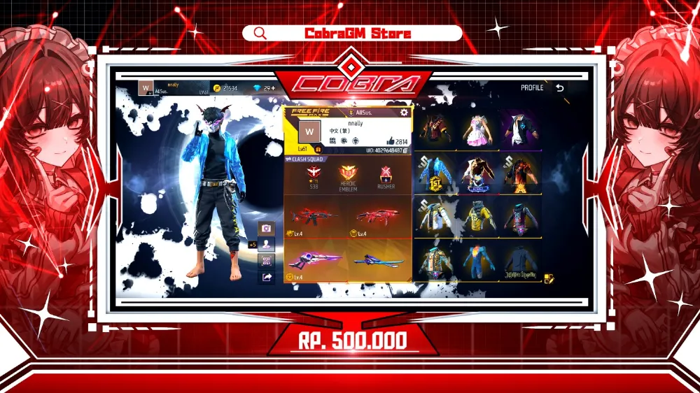Akun Free Fire Vault 428 - Evo 3 - Solar Esclipe - Jujutsu Kaisen - Poker - FJoker - Genji - Sg Evo