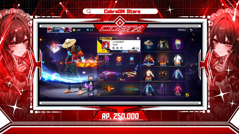 Akun Free Fire Vault 206 - Evo 2 - FrostFire - Jerami - FJoker - Naruto - Squid Game - Sg Evo