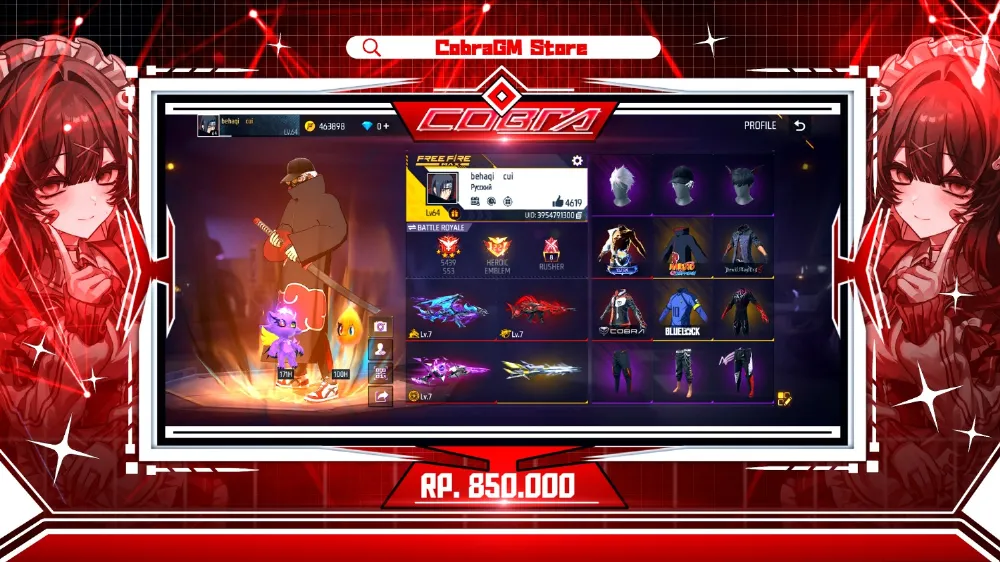 Akun Free Fire Vault 454 | Evo 4 Max 3 | Solar | Cobra | Itachi | Bluelock | Void | Angel| SG Gurun
