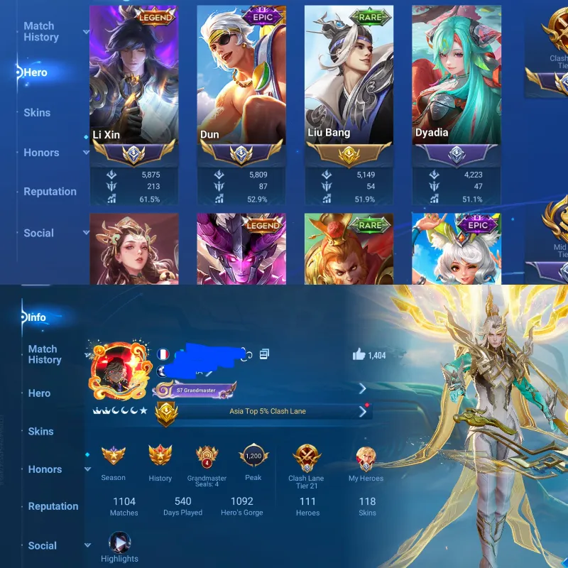GLOBAL COMPLETE HEROES 111 / SKIN 118 / 3 LEGENDS 3 SKIN COLLAB FROZEN JJK BLEACH