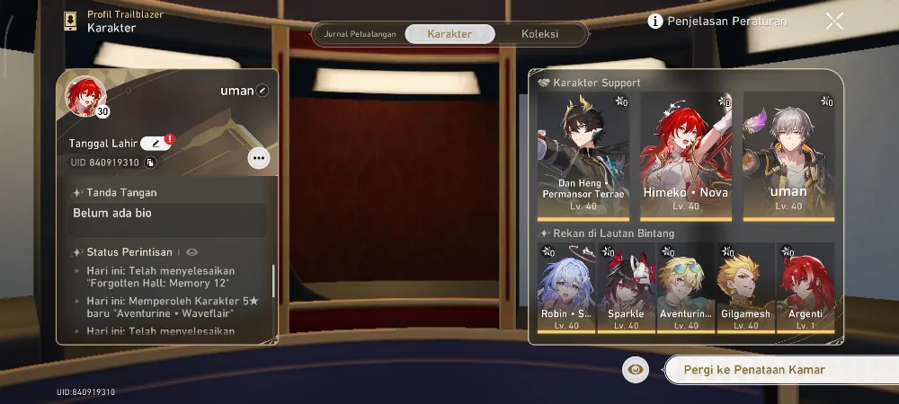 MC male tl30| story' loufu | Aven waven| himeko nova | Robin Sumer| GCs3