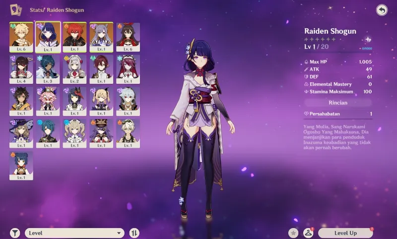 Starter Raiden Shogun + Diluc + Keqing