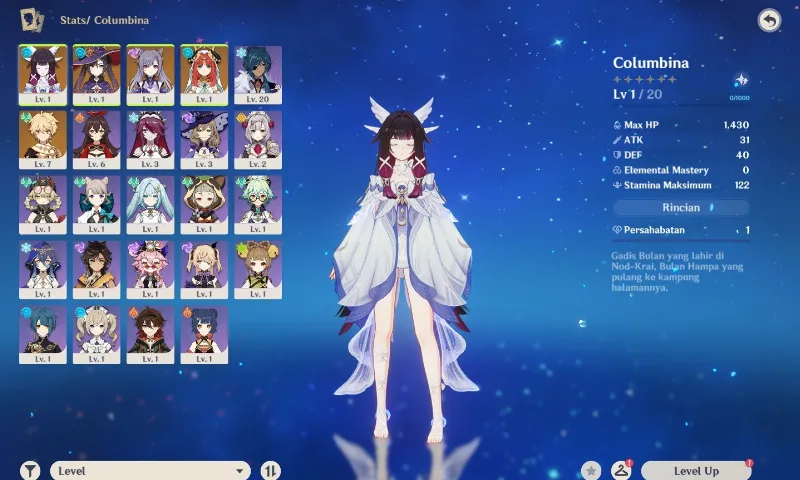 Starter Columbina + Nilou + Mona + Keqing