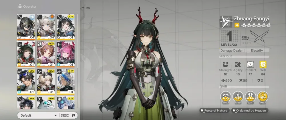 Starter Zhuang Fangyi + Yvonne + Ardelia + 2 B6 Weapon