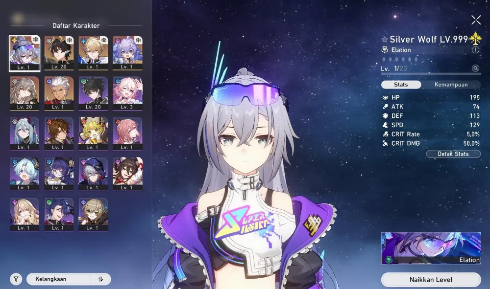 Starter Silverwolf Lv 999 + Signature LC