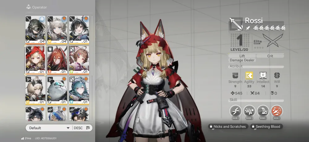 Starter Rossi + Ember + Ardelia + 3 B6 Weapon