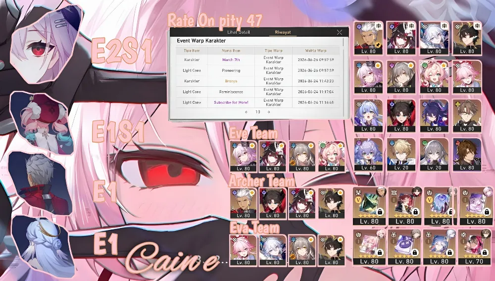Asia | Tl 70 | Evernight E2S1 + hyacine E1S1 + Archer E1 + Robin E1