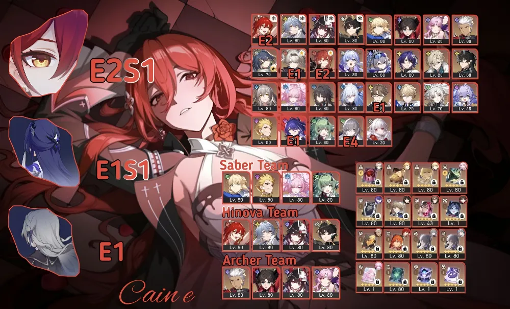 Asia | E2S1 Hinova, E1S1 Acheron, E1 Firefly | Ready 3 team Premium| Full Collab fate