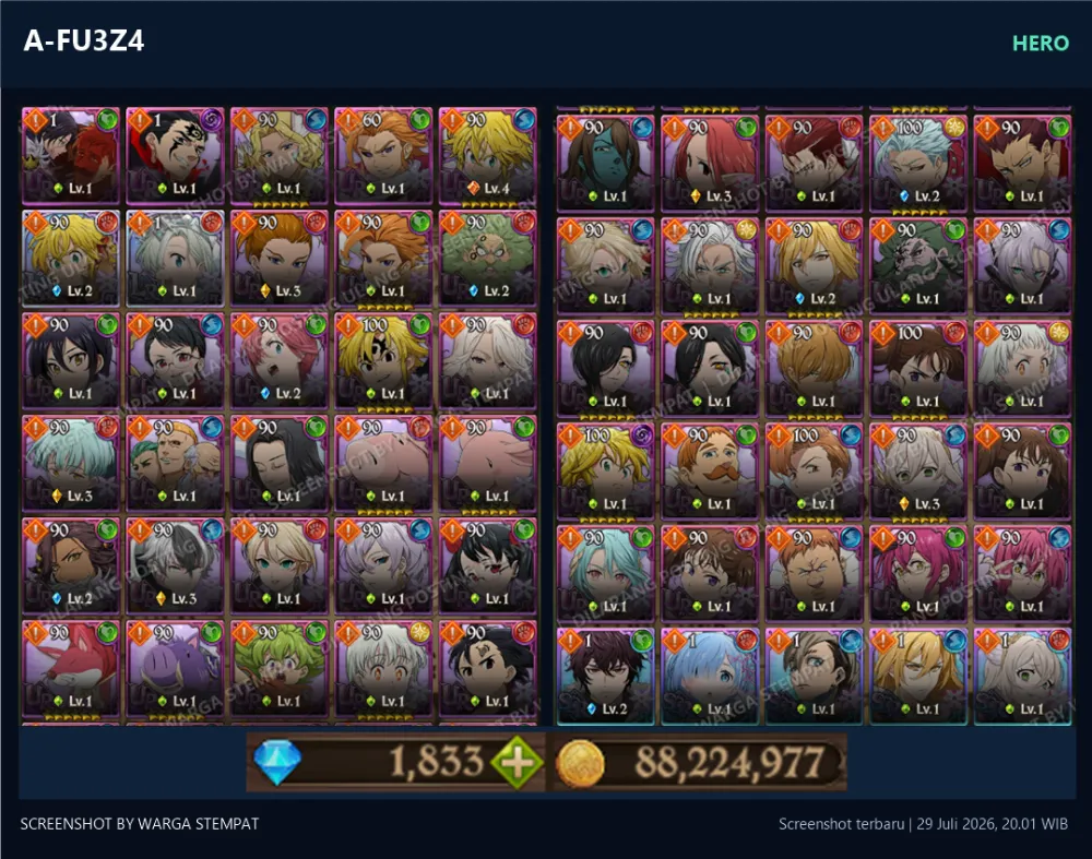 ASIA 1950💎 | MENOR | A-FU3Z4 | AKUN GACHA STARTER TIMBUNAN 7DS