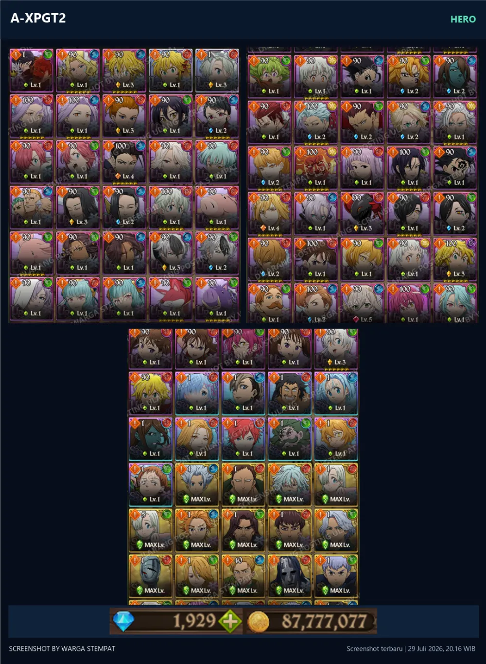 ASIA 2100+💎 | MENOR | A-XPGT2 | AKUN GACHA STARTER TIMBUNAN 7DS