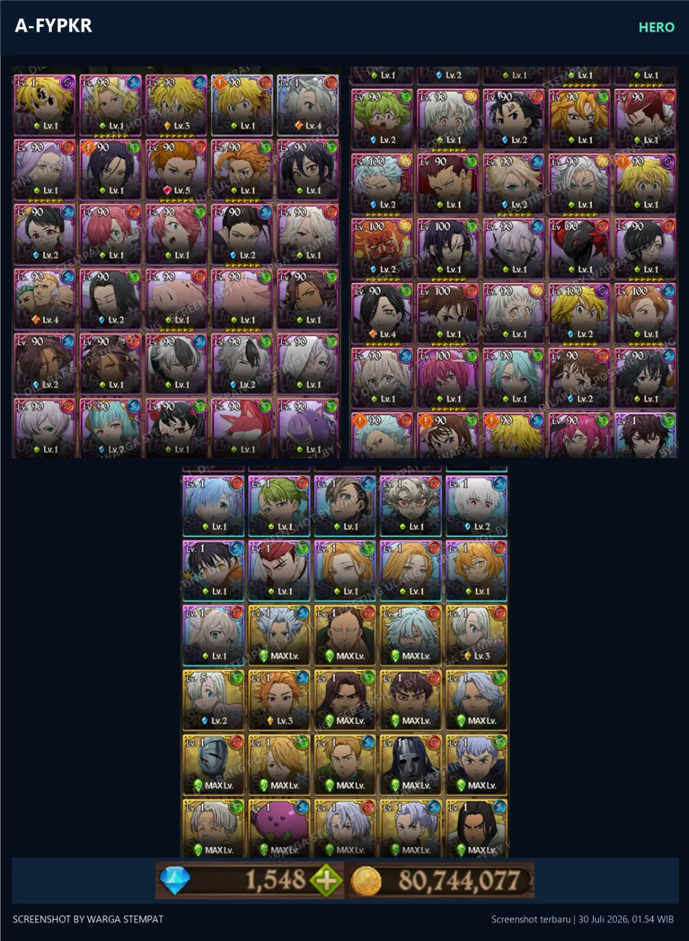 ASIA 1450💎 | AKUN GACHA STARTER TIMBUNAN 7DS