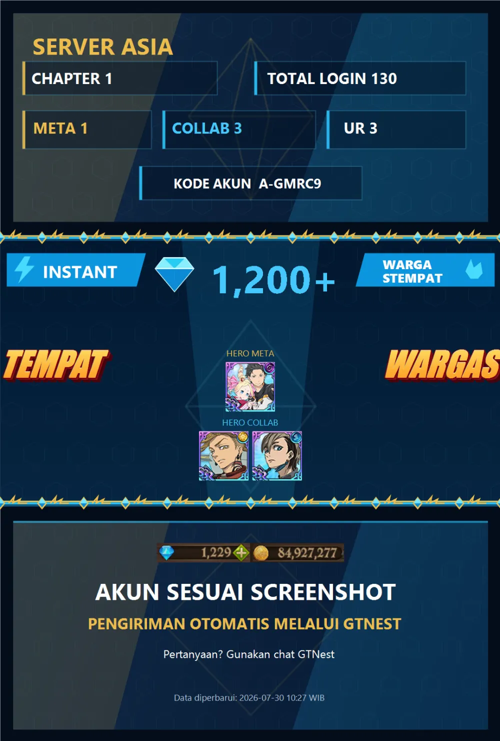 ASIA 1350+💎 | MENOR SUBARU BEATRICE RE ZERO | A-GMRC9 | AKUN GACHA STARTER TIMBUNAN 7DS