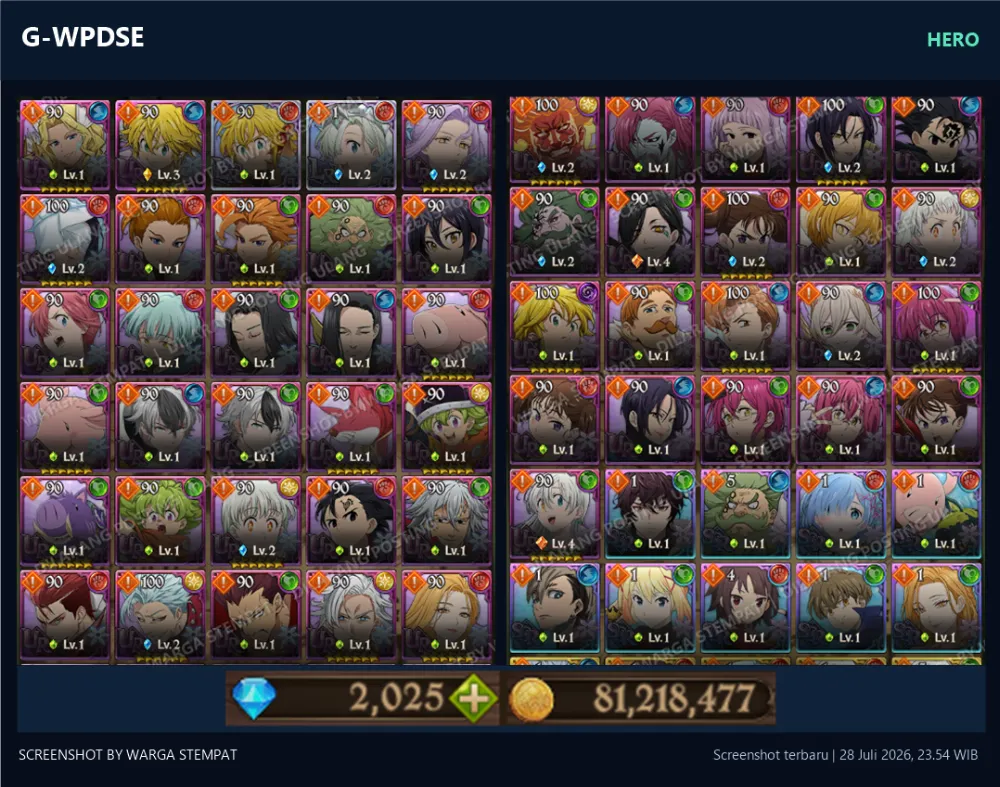 GLOBAL 1950💎 | DARKNESS | G-WPDSE | AKUN GACHA STARTER TIMBUNAN 7DS