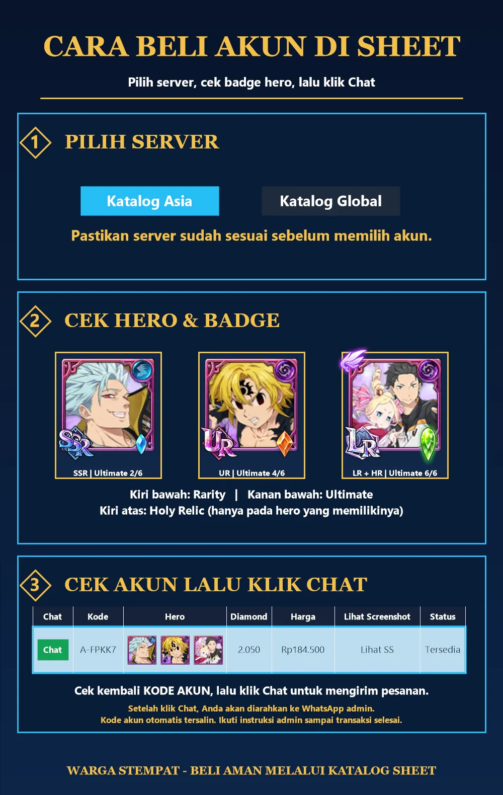 GLOBAL GAWAIN 1600+💎 | AKUN GACHA STARTER TIMBUNAN 7DS
