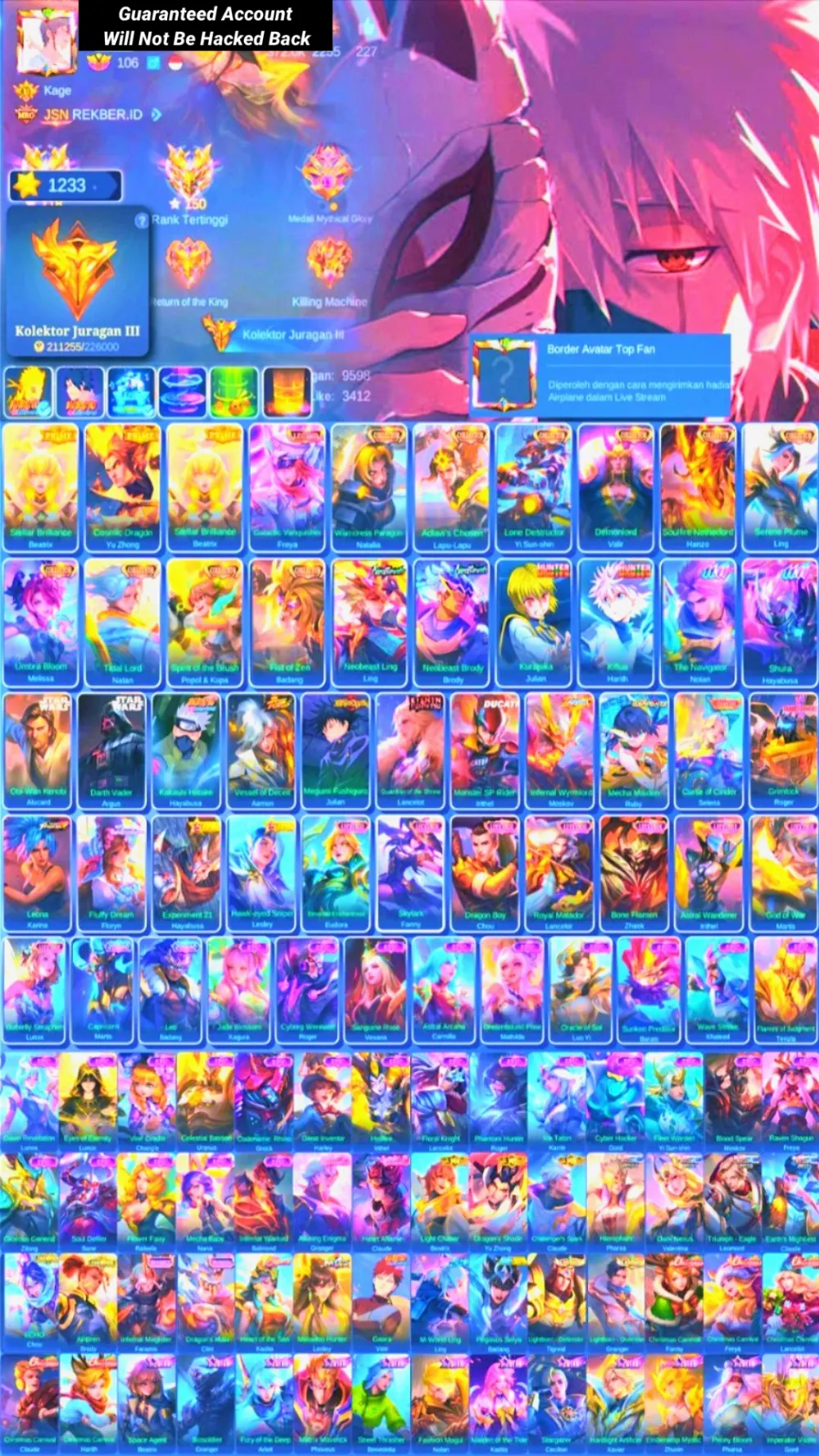 Skin 501 | Border Airplane | 1 Legend | 10 Collector | 2 Neobeast | 2 HxH | 2 Starwars