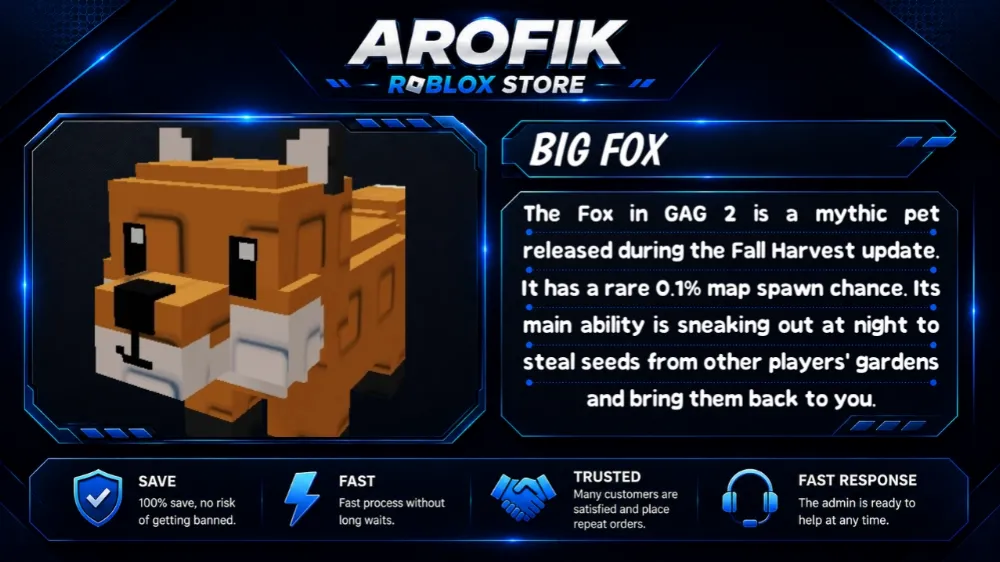 GAG2  PET BIG FOX 🦊 || FAST DELIVERY || TRUSTED SELLER🛡️