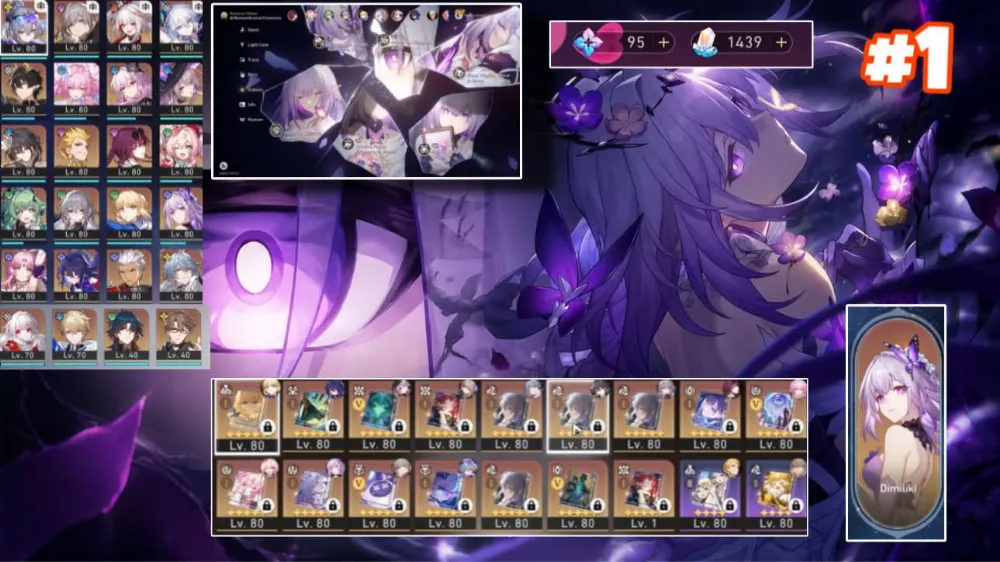 Asia | Castorice E6 S1 (Skin) + Cyrene + Hyacine S1 + Evernight + sw lvl.999 S1 + 19 limit 5 sign