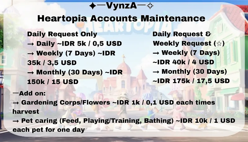 Heartopia Rawat Akun / Account Maintenance
