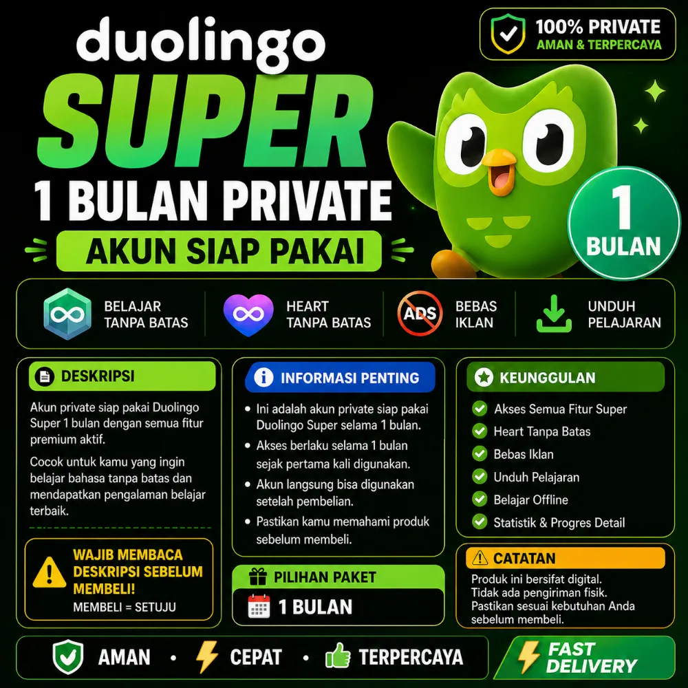 Duolingo Super 1 Bulan Private