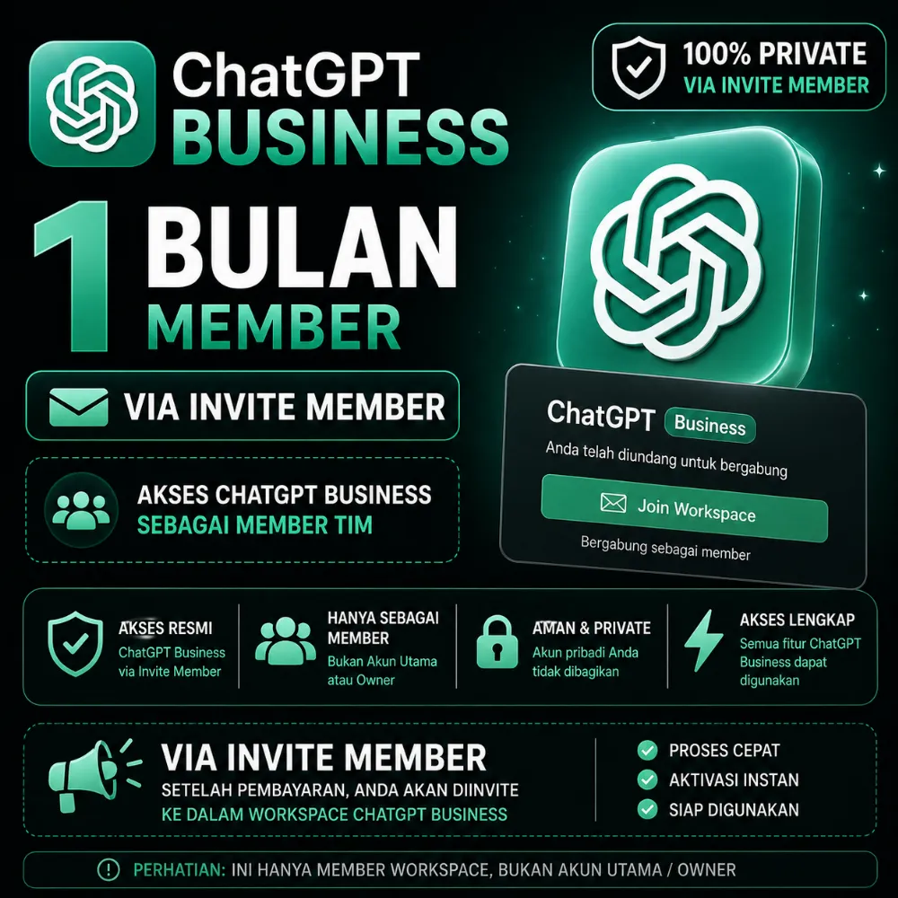 CHATGPT BUSINESS 1 BULAN VIA INVITE