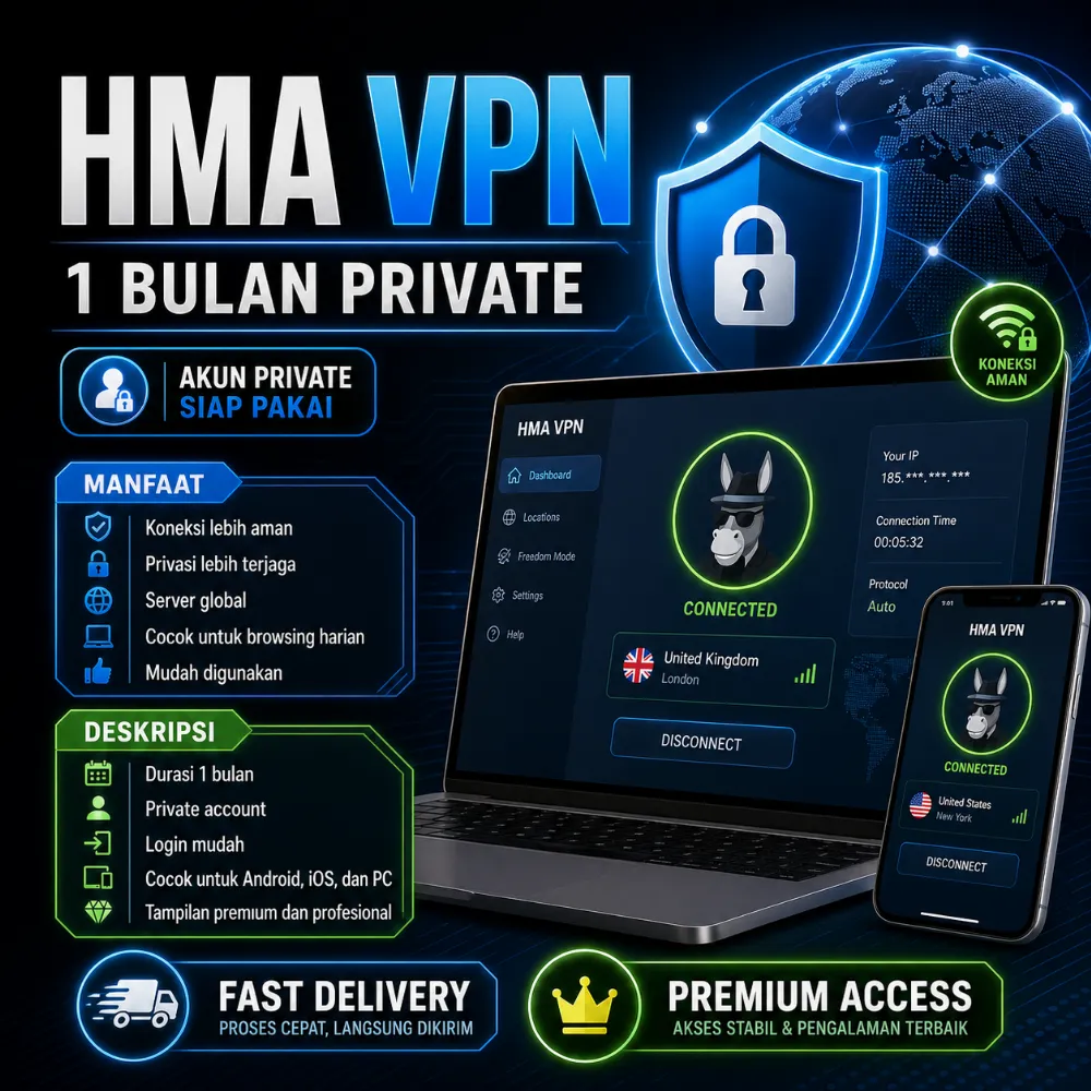 HMA VPN 1 BULAN PRIVATE