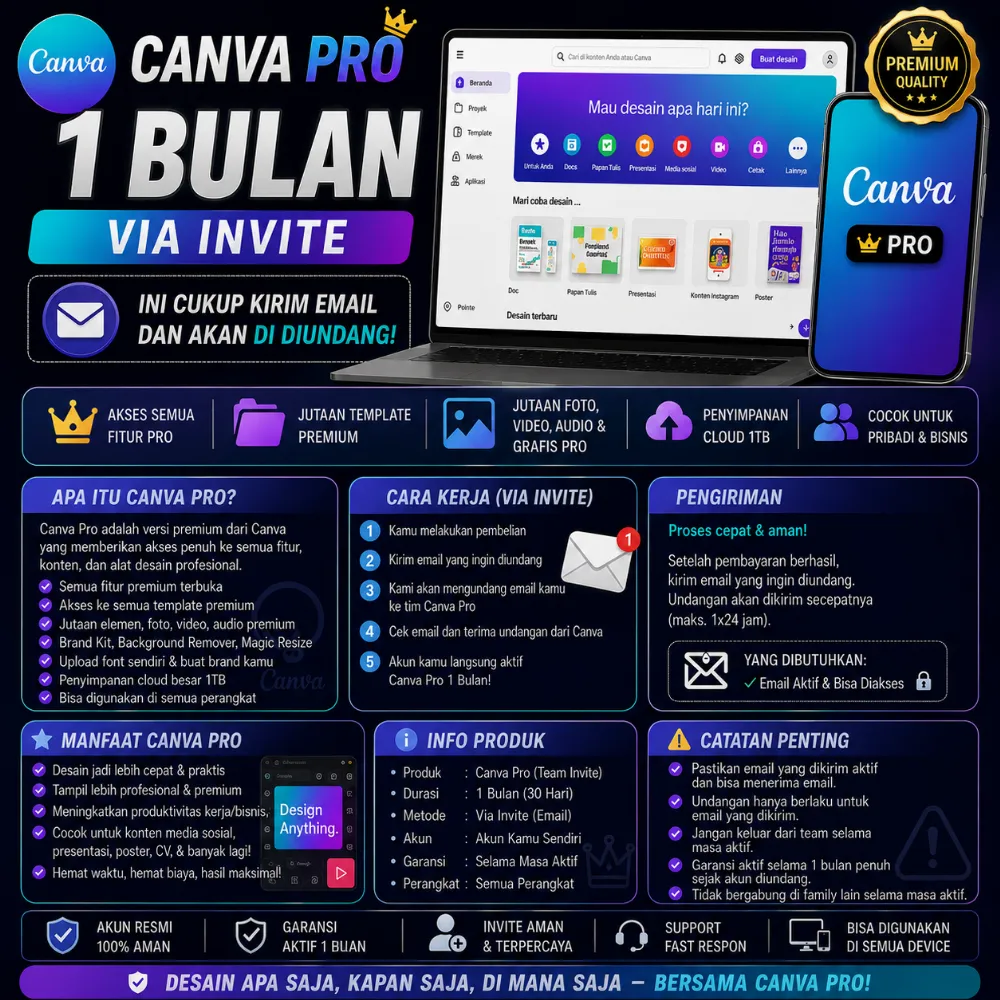 CANVA PRO  1 BULAN VIA INVITE