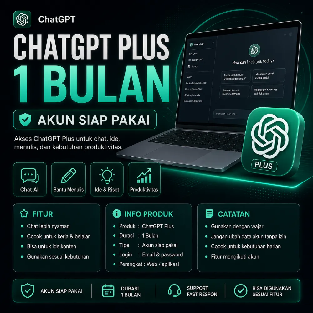 CHAT GPT PLUS 1 BULAN PRIVATE