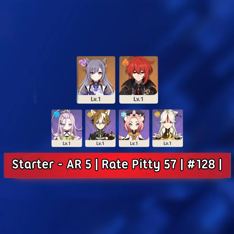 Starter Pitty 57 | AR 5 | Diluc + Keqing - Mc Lumine #128 [ Server Asia ]