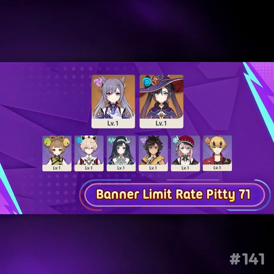 Starter Pitty 71 | AR 5 | Keqing + Mona - Mc Lumine #141 [ Asia Server ]