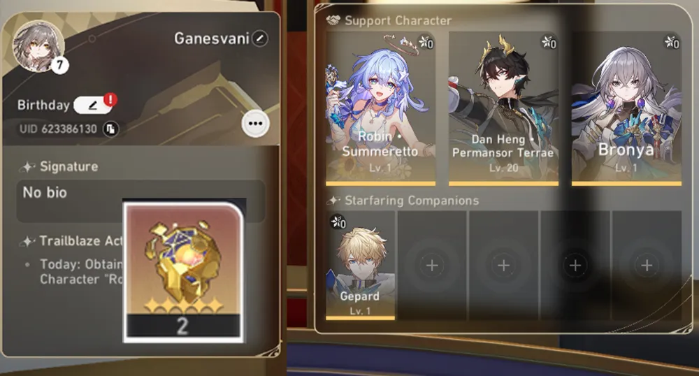 [NA] TL 7 FMC | Starter Robin Summeretto + Bronya + Gepard + Dan heng PT + GCSx2