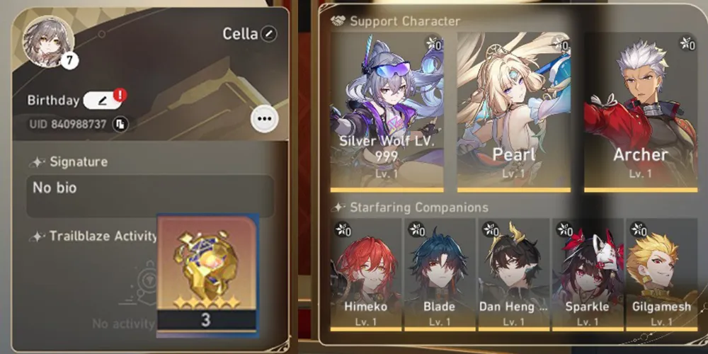 [ASIA] TL 7 FMC | Starter Silver Wolf Lv.999 Pearl Blade Sparkle Archer Gilgamesh Dante GCSx3
