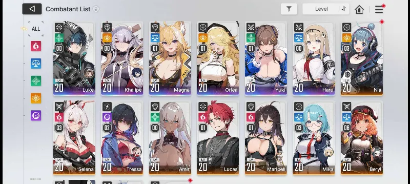 Asia lvl 20 Kaliphe + Yuki ME 1+ Haru + Magna ME1 + Luke + Orlea ME1 Beryl ME6 + Rei ME6